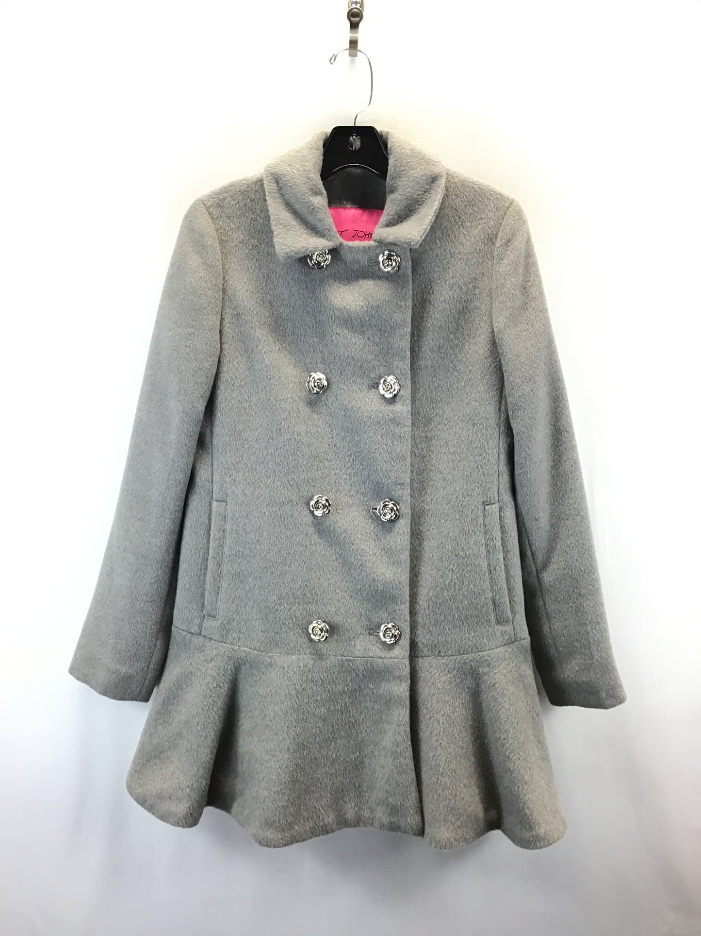 Coat Peacoat By Betsey Johnson In Grey, Size: Xs