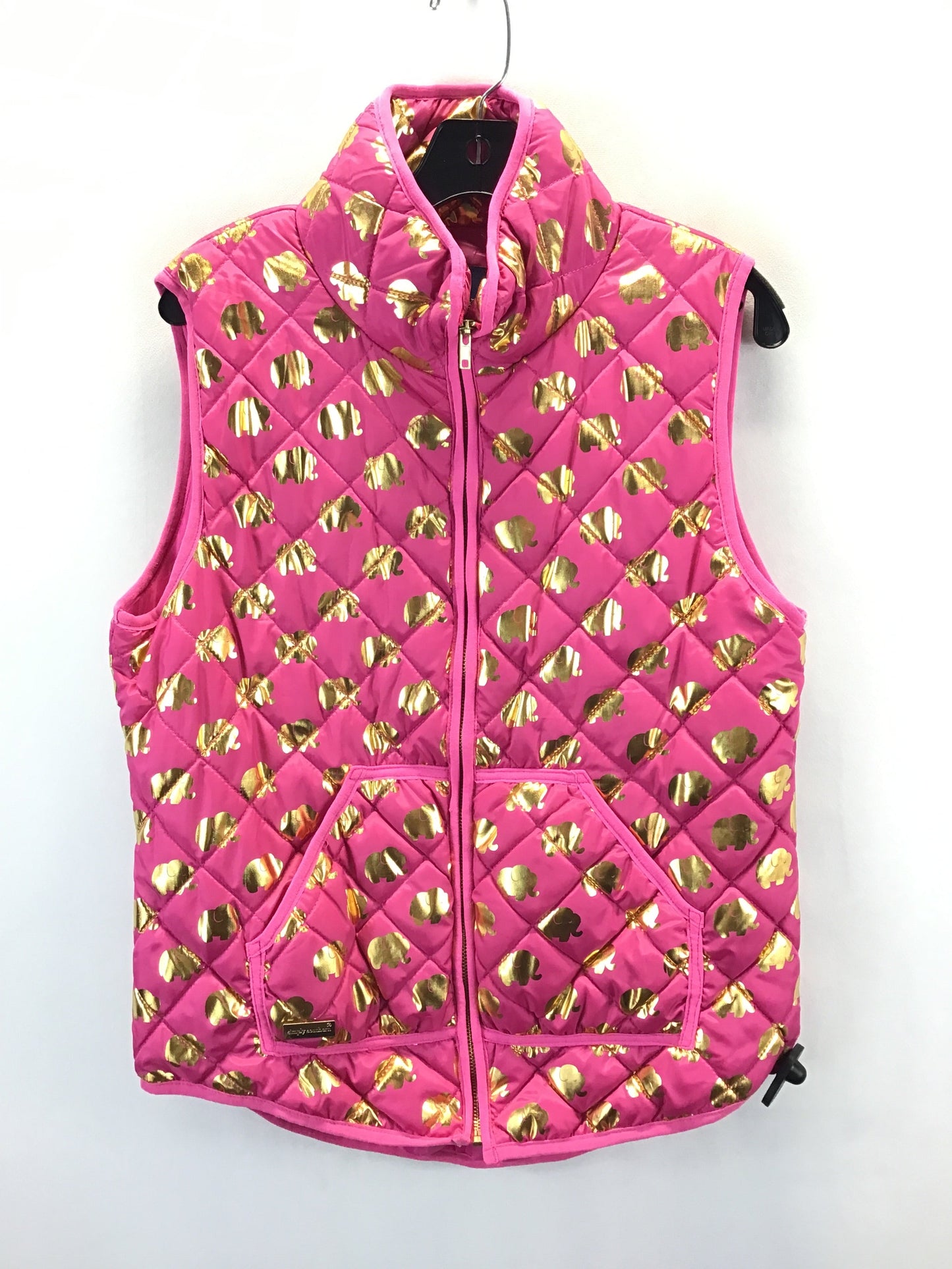 Vest Puffer & Quilted By Simply Southern In Gold & Pink, Size: L