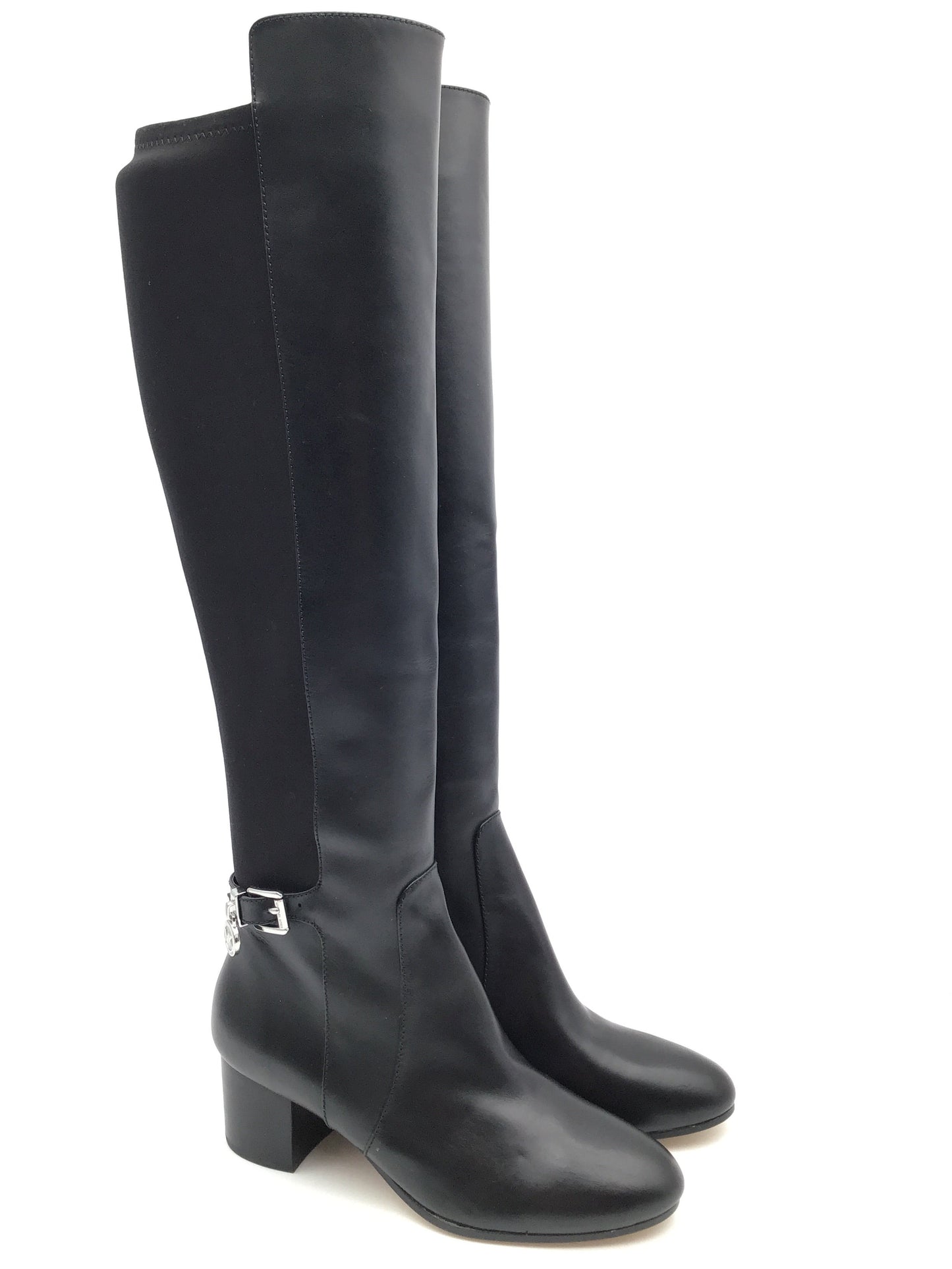 Boots Designer By Michael By Michael Kors In Black & Silver, Size: 8