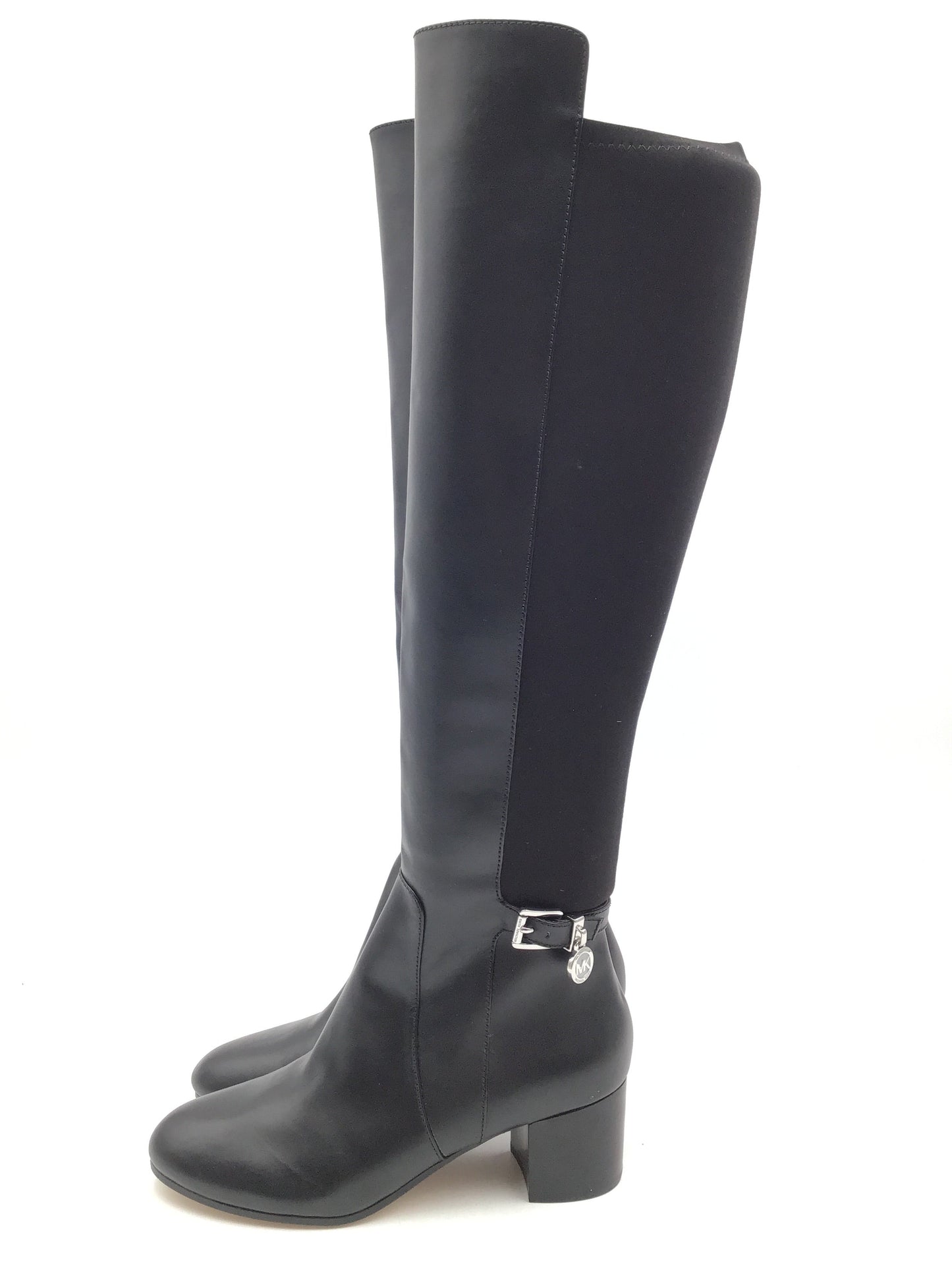 Boots Designer By Michael By Michael Kors In Black & Silver, Size: 8