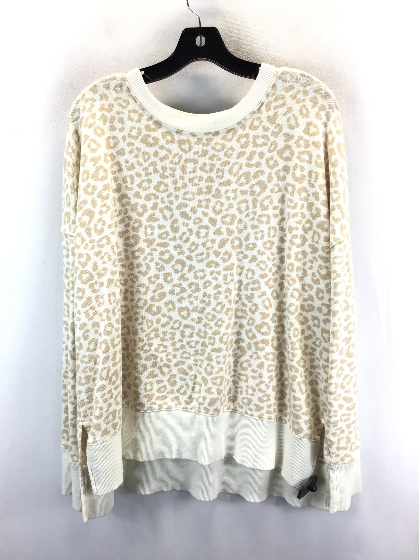 Top Long Sleeve By Time And Tru In Cream & Tan, Size: Xl