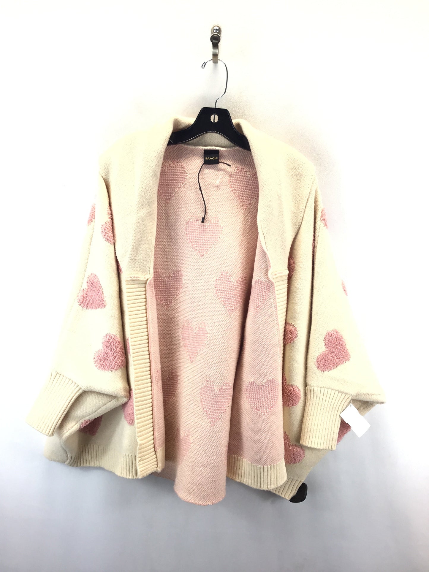 Sweater Cardigan By Cmc In Pink & White, Size: L