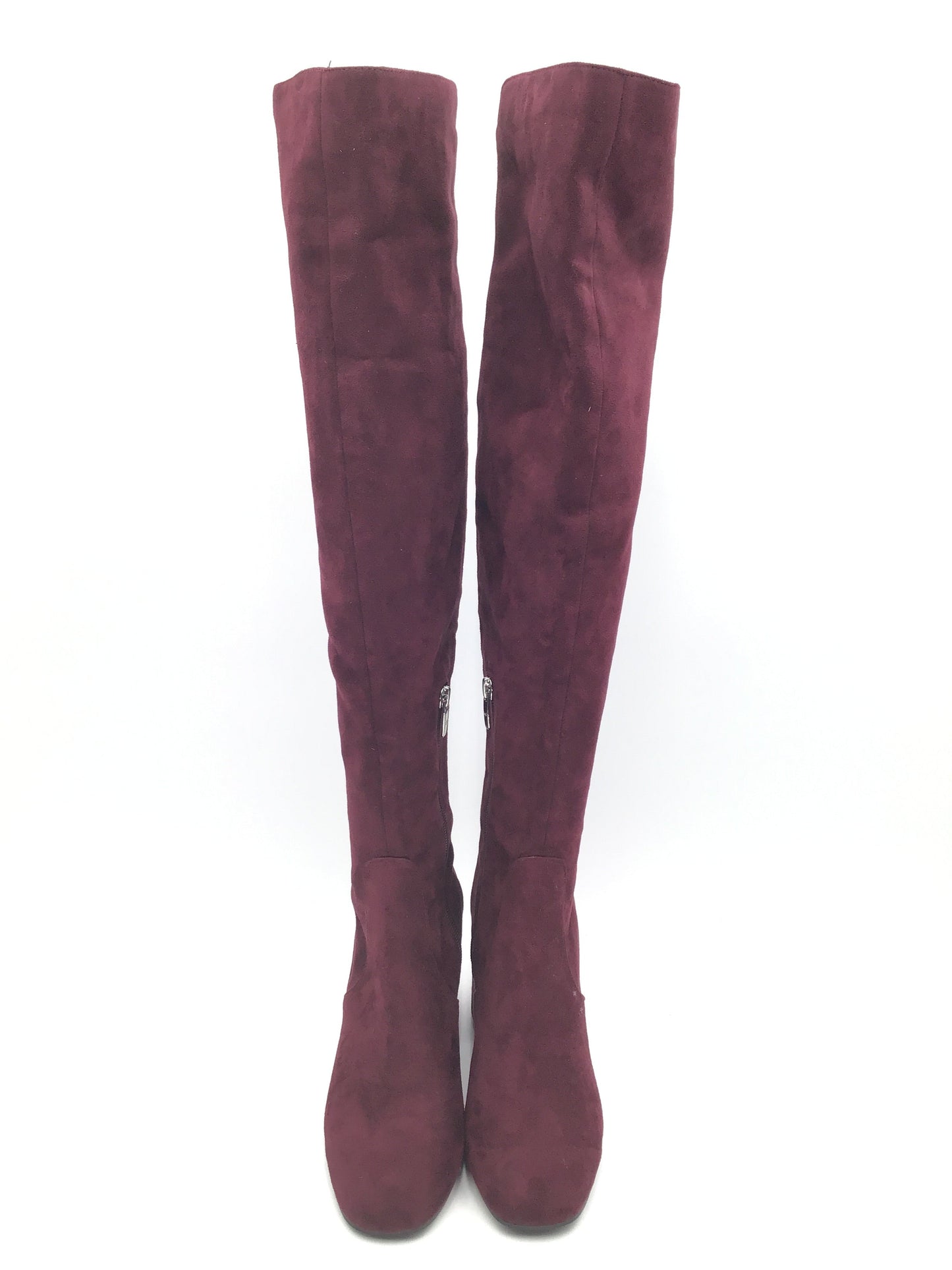 Boots Knee Heels By Marc Fisher In Maroon, Size: 7.5