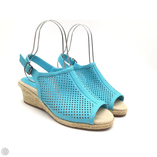 Sandals Heels Wedge By Easy Spirit In Blue, Size: 9