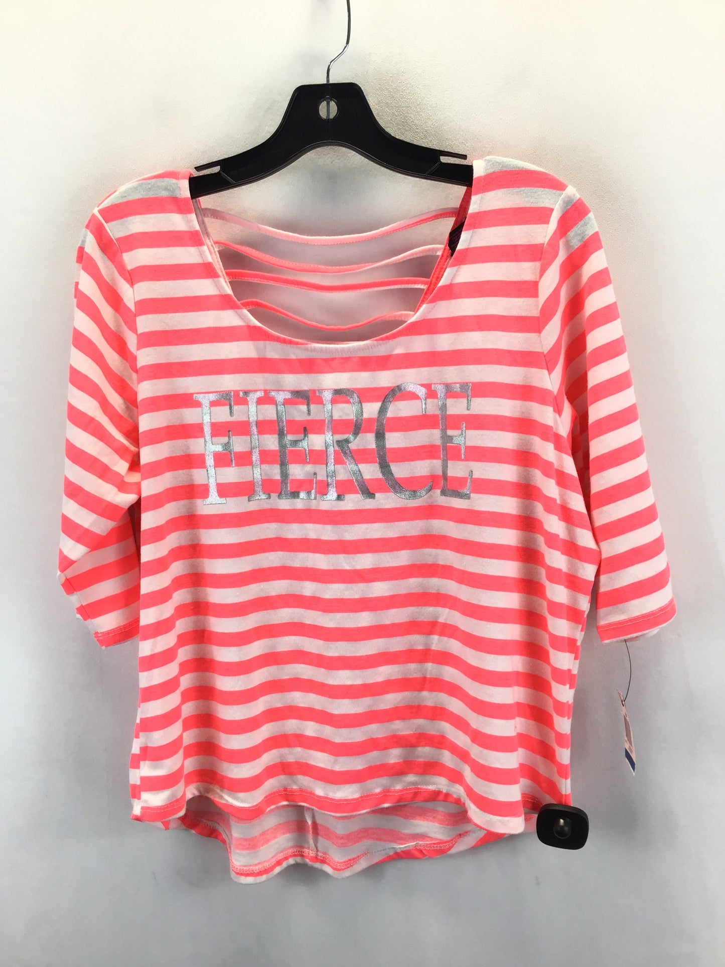 Pink & White Top 3/4 Sleeve Material Girl, Size Xl