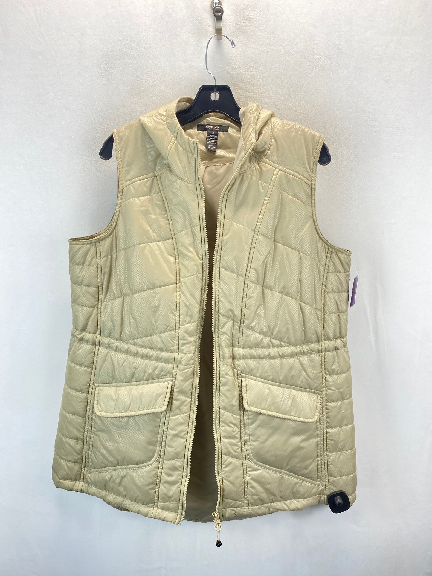 Vest Puffer & Quilted By Style And Company In Tan, Size: 1x