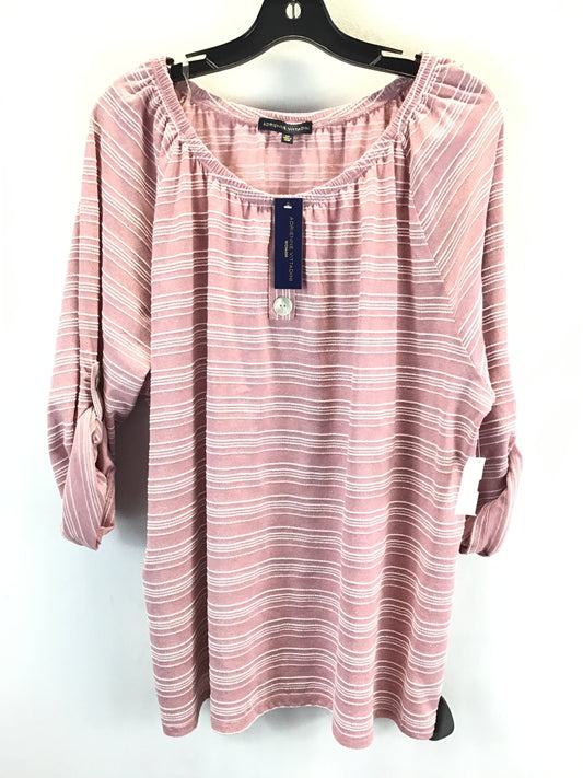 Top 3/4 Sleeve By Adrienne Vittadini In Pink, Size: 2x