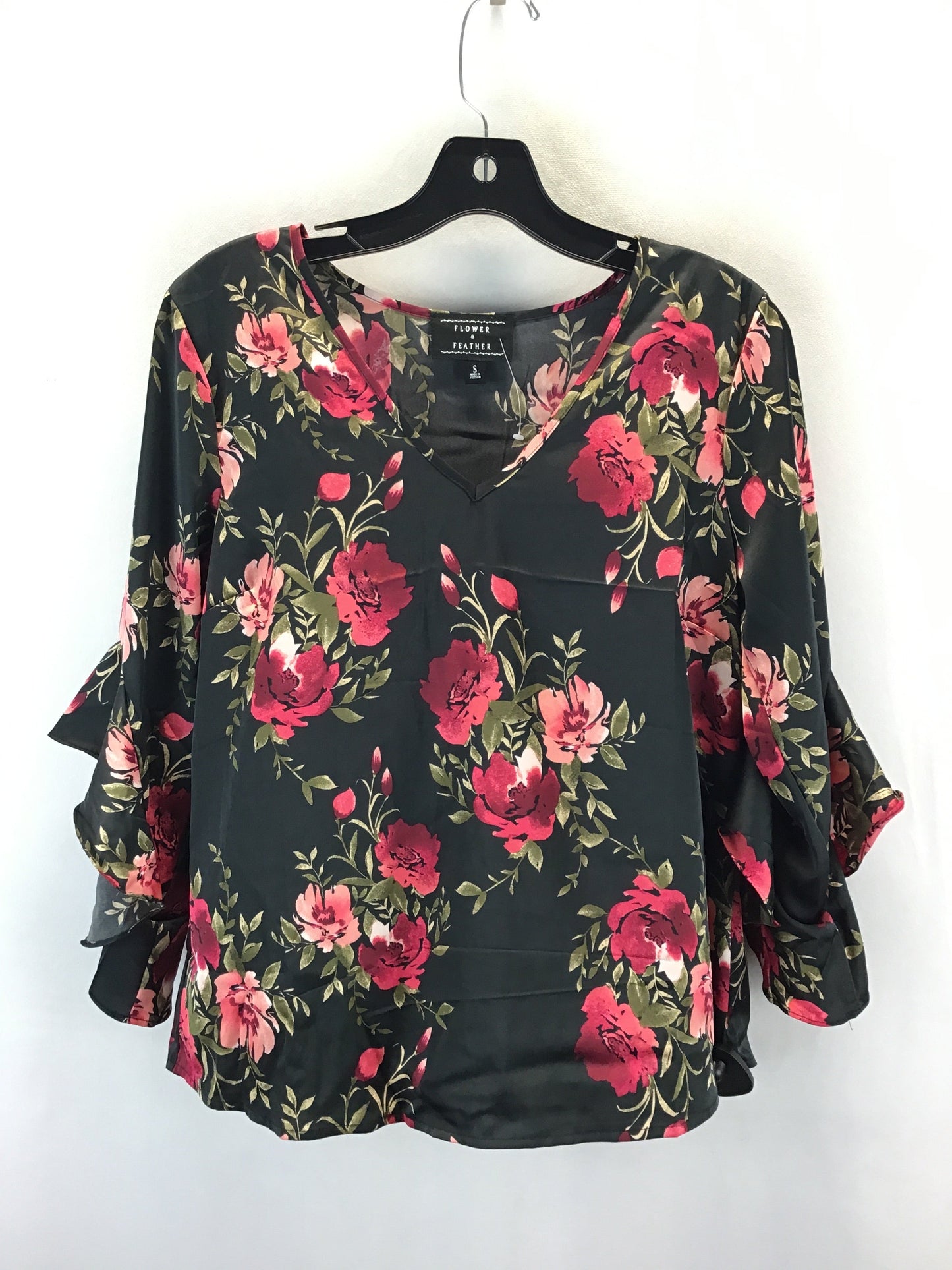 Top 3/4 Sleeve By Clothes Mentor In Floral Print, Size: S