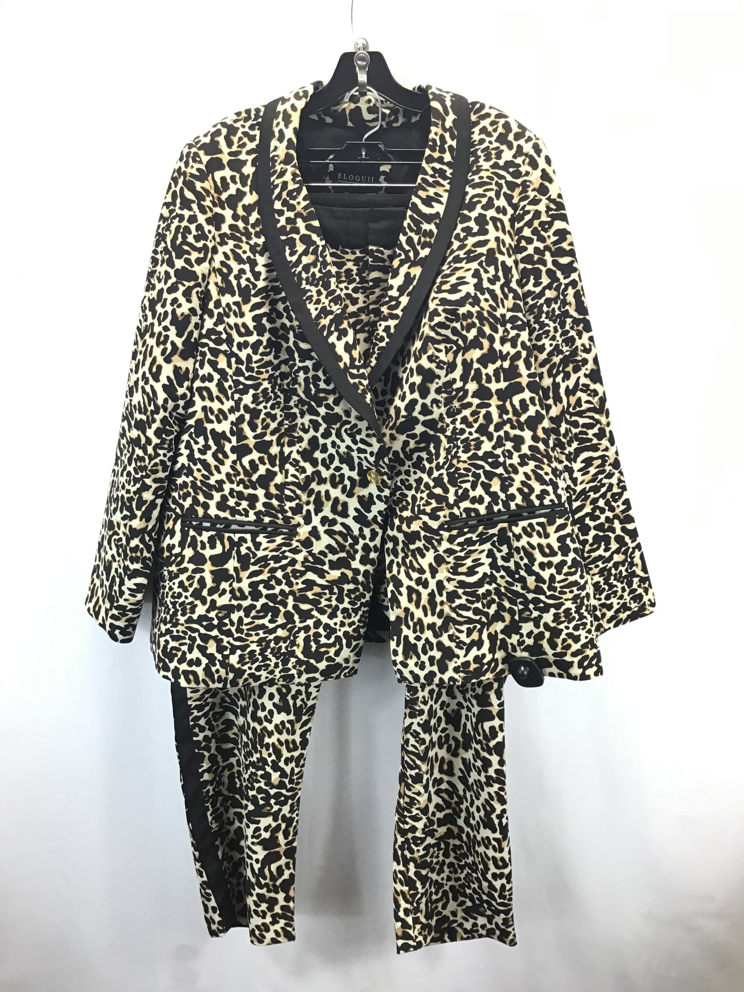 Pants Suit 2pc By Eloquii In Leopard Print, Size: 22