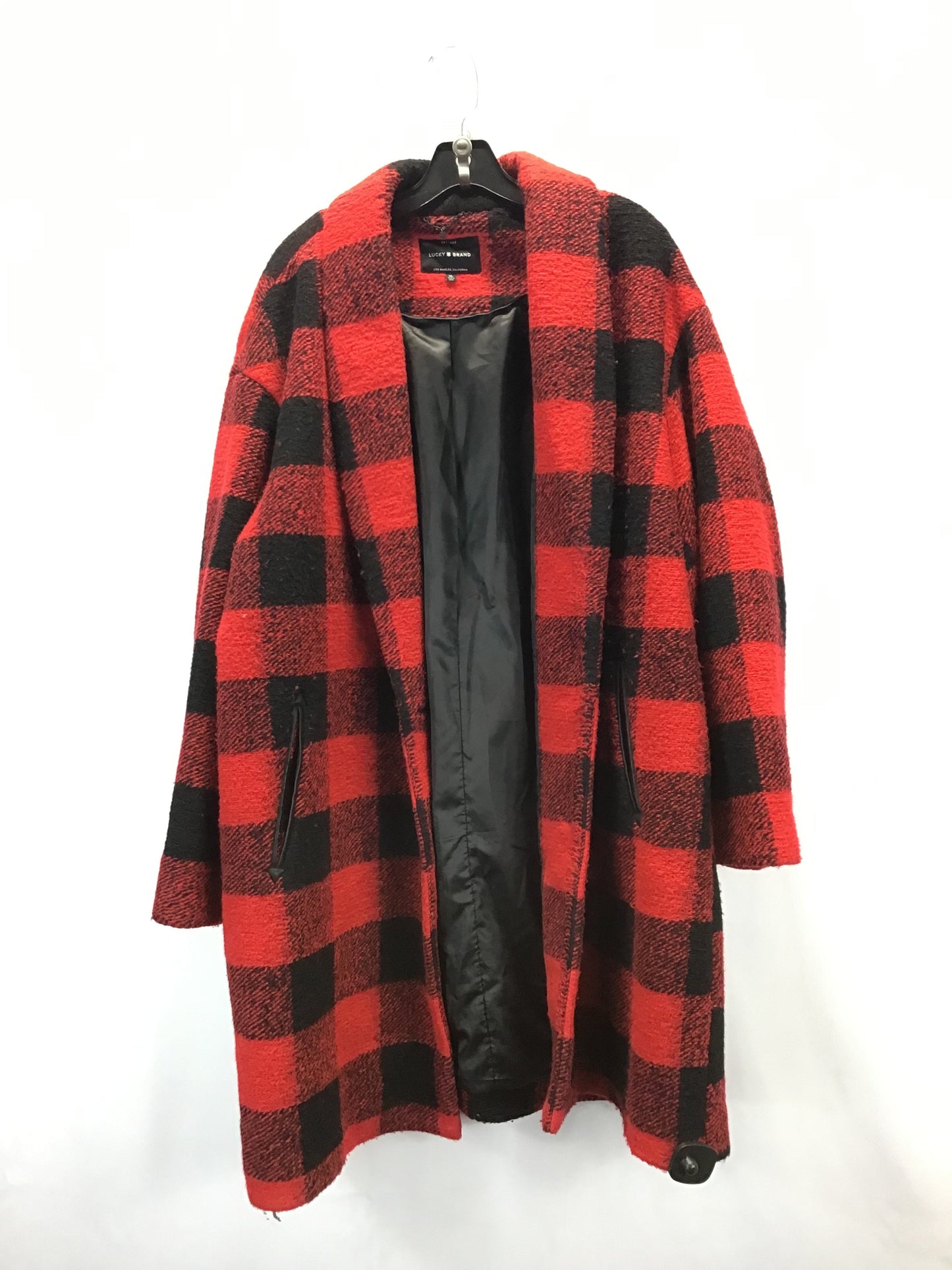 Coat Peacoat By Lucky Brand In Black & Red, Size: Xl