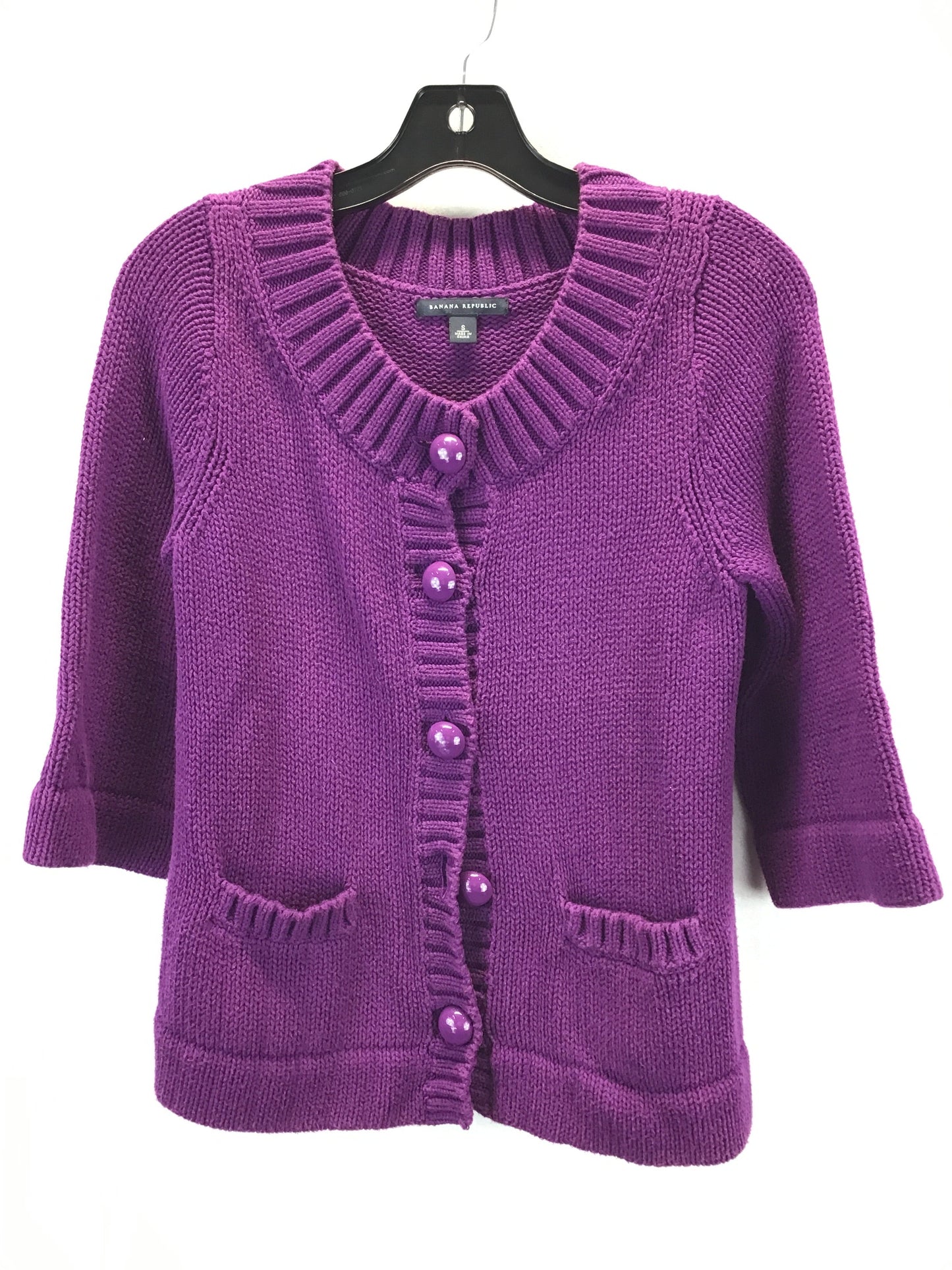 Sweater Cardigan By Banana Republic In Purple, Size: S