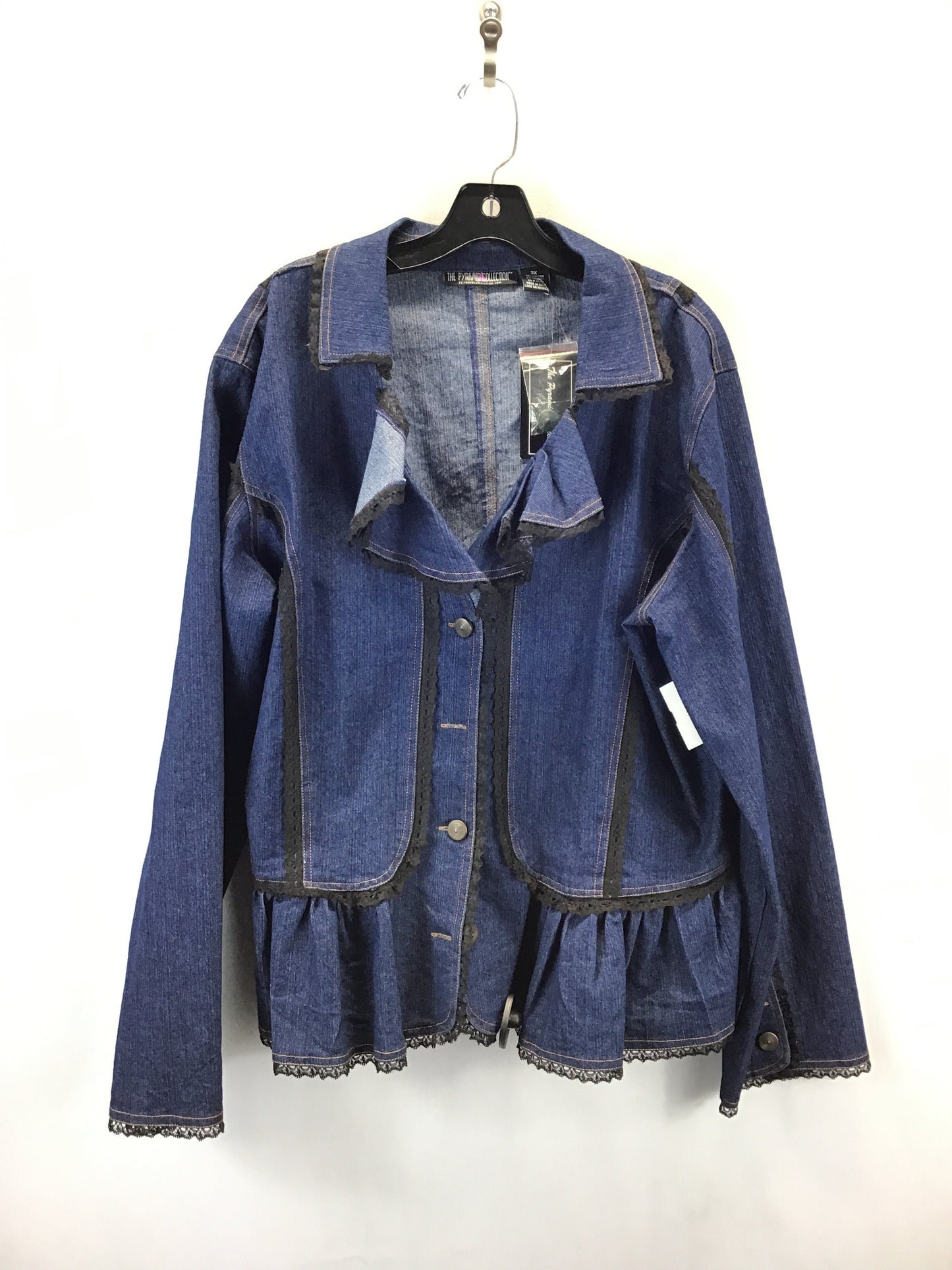 Jacket Denim By Clothes Mentor In Black & Blue, Size: 3x