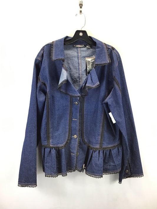 Jacket Denim By Clothes Mentor In Black & Blue, Size: 3x