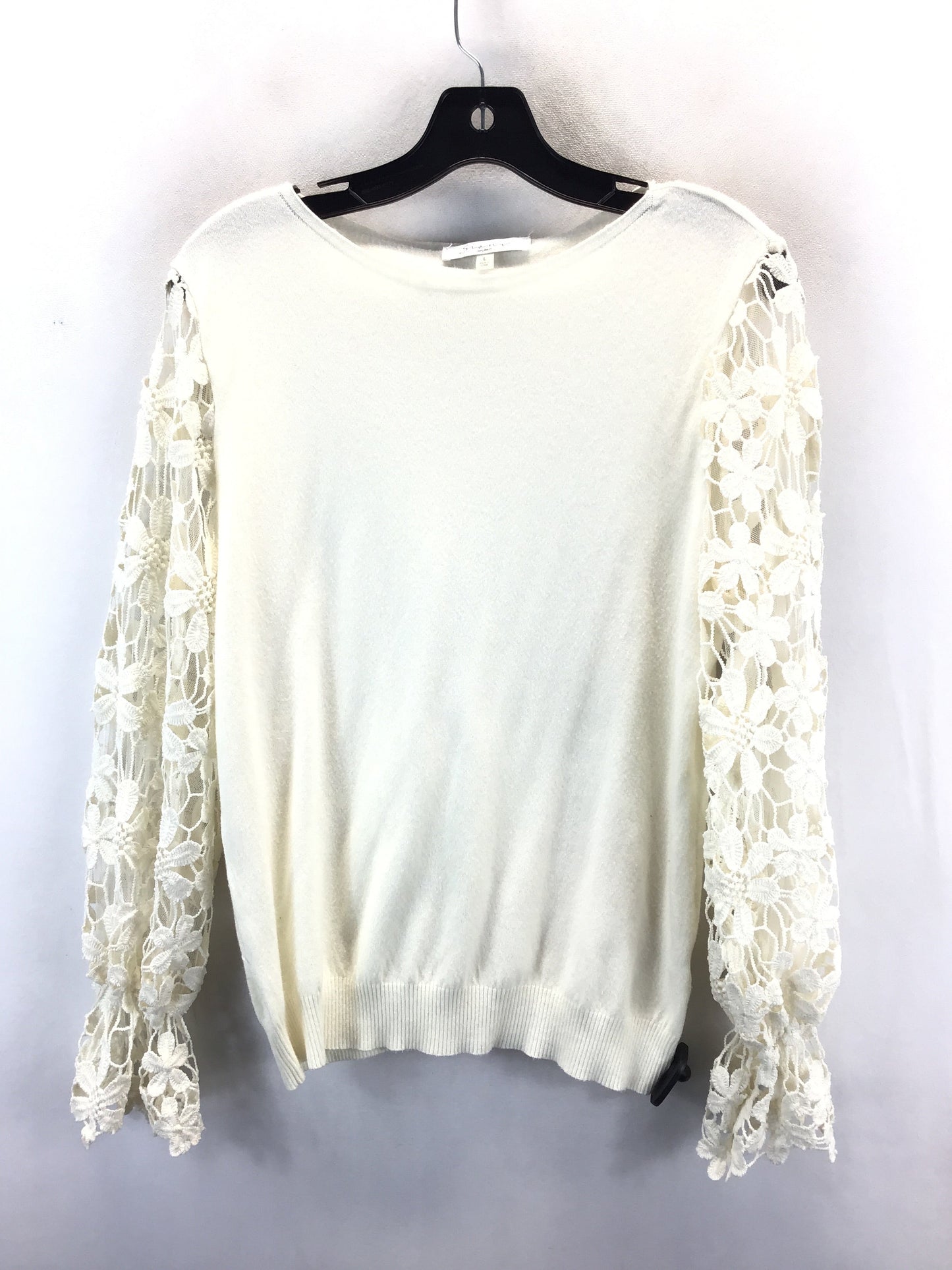 Top Long Sleeve By Sioni In Cream, Size: L