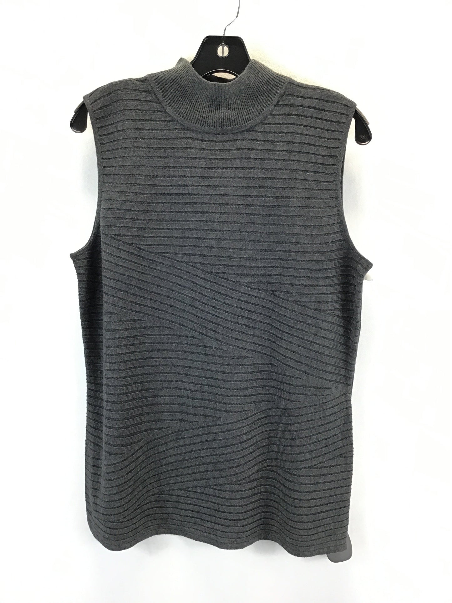 Vest Sweater By Dana Buchman In Grey, Size: Xl