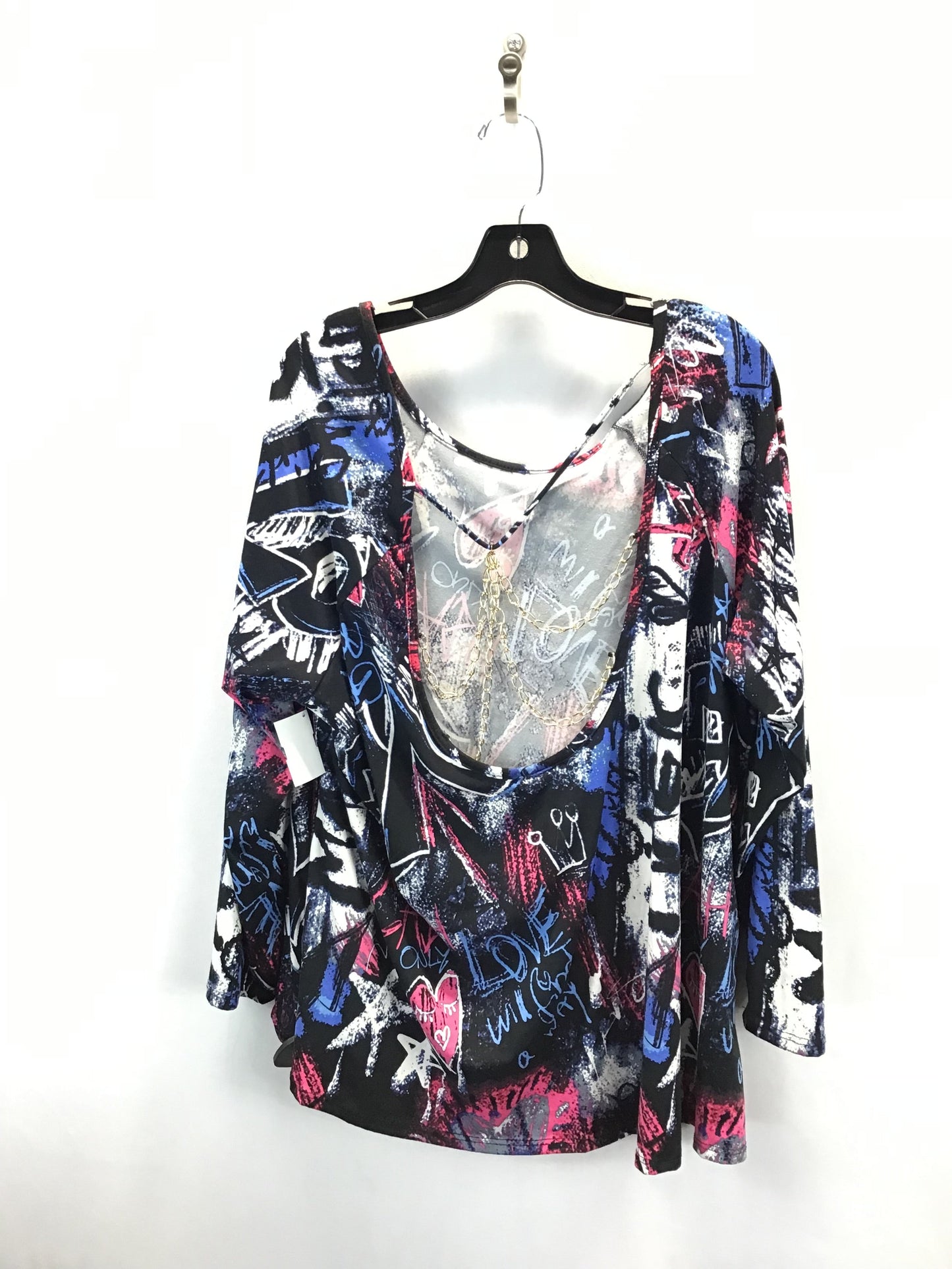 Top Long Sleeve By Clothes Mentor In Blue & Pink, Size: 3x