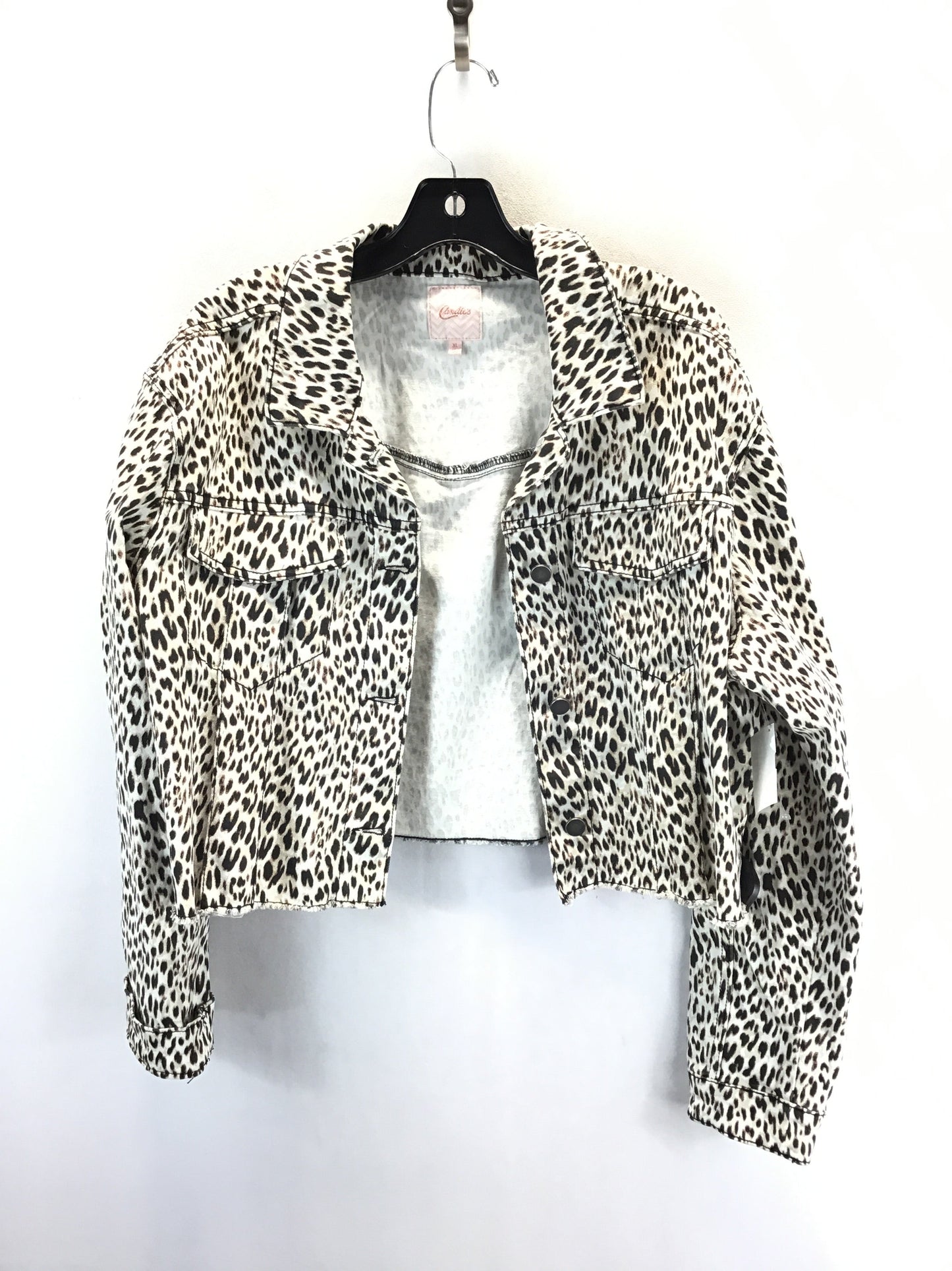 Jacket Denim By Candies In Leopard Print, Size: Xl