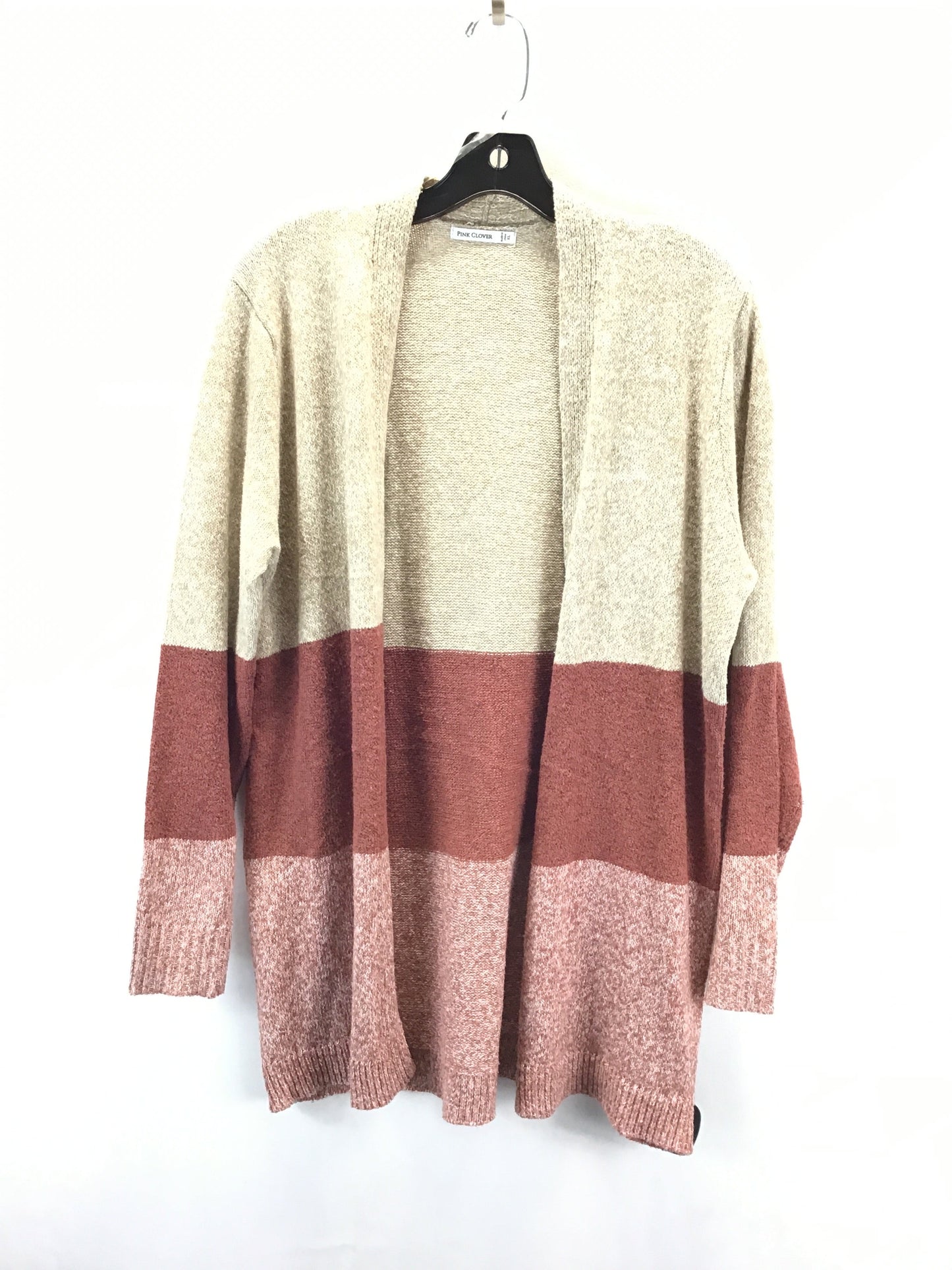 Sweater Cardigan By Pink Clover In Brown & Tan, Size: Xl