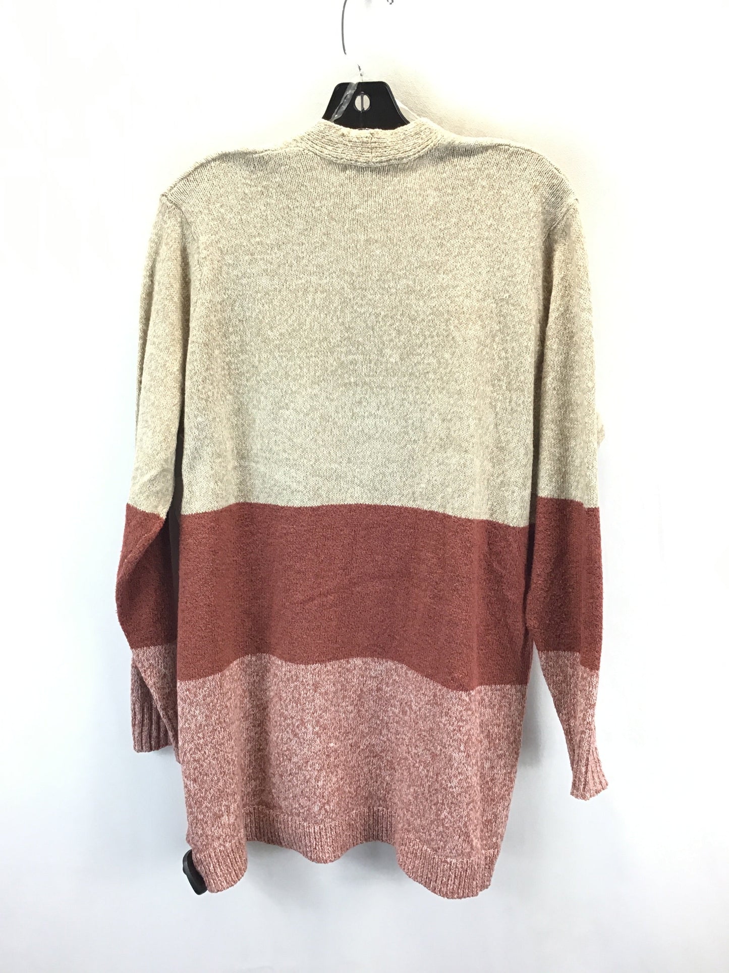 Sweater Cardigan By Pink Clover In Brown & Tan, Size: Xl