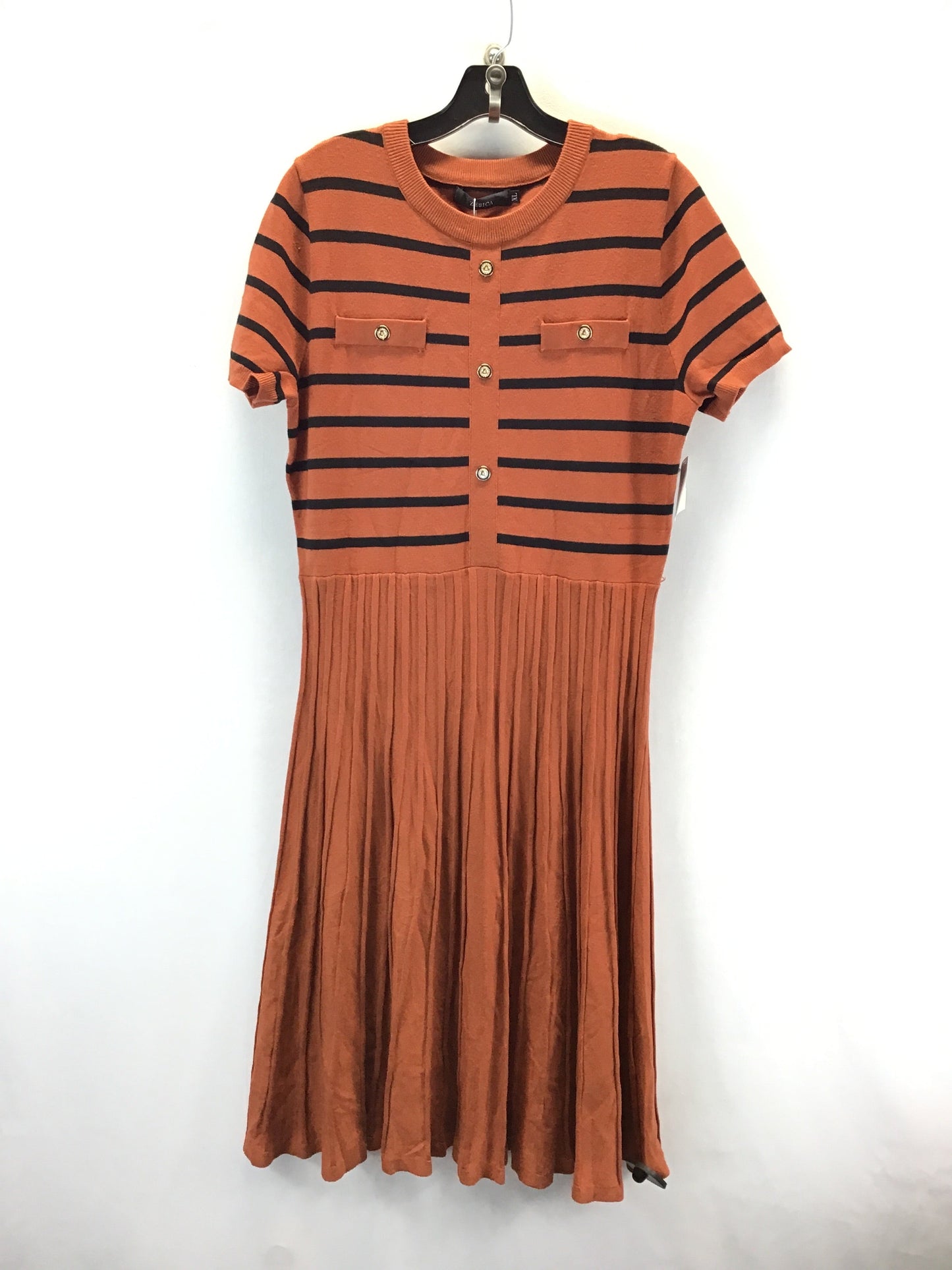 Dress Sweater By Clothes Mentor In Black & Orange, Size: Xl