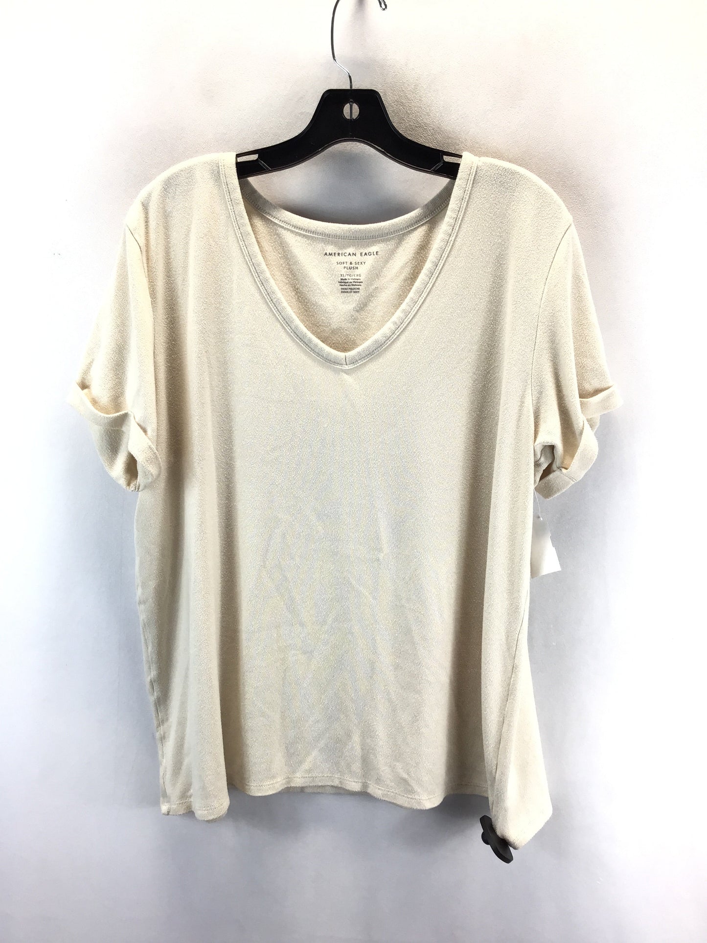 Top Short Sleeve Basic By American Eagle In Beige, Size: Xl