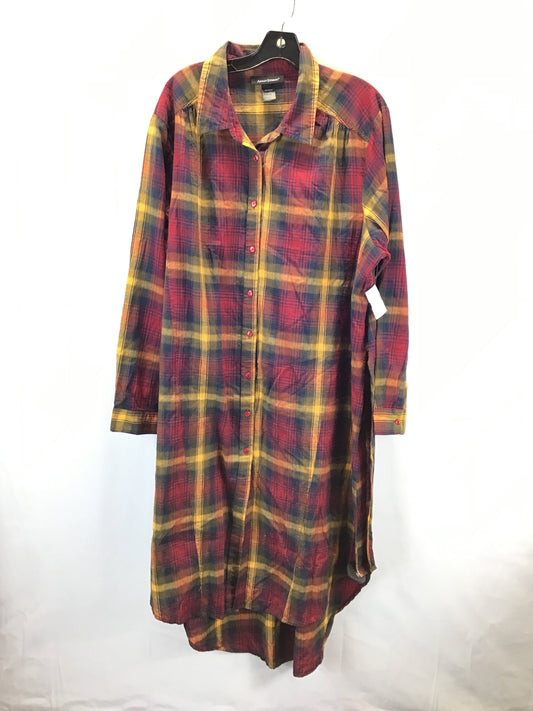 Tunic Long Sleeve By Ashley Stewart In Plaid Pattern, Size: 3x