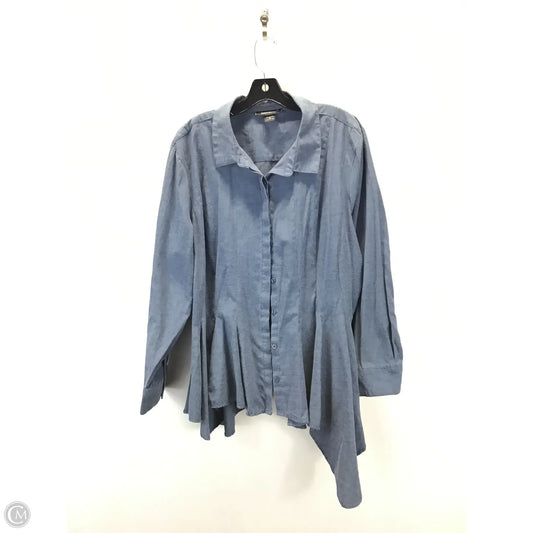 Top Long Sleeve By Ashley Stewart In Blue Denim, Size: 2x