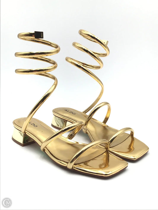 Sandals Heels Kitten By Aldo In Gold, Size: 8.5