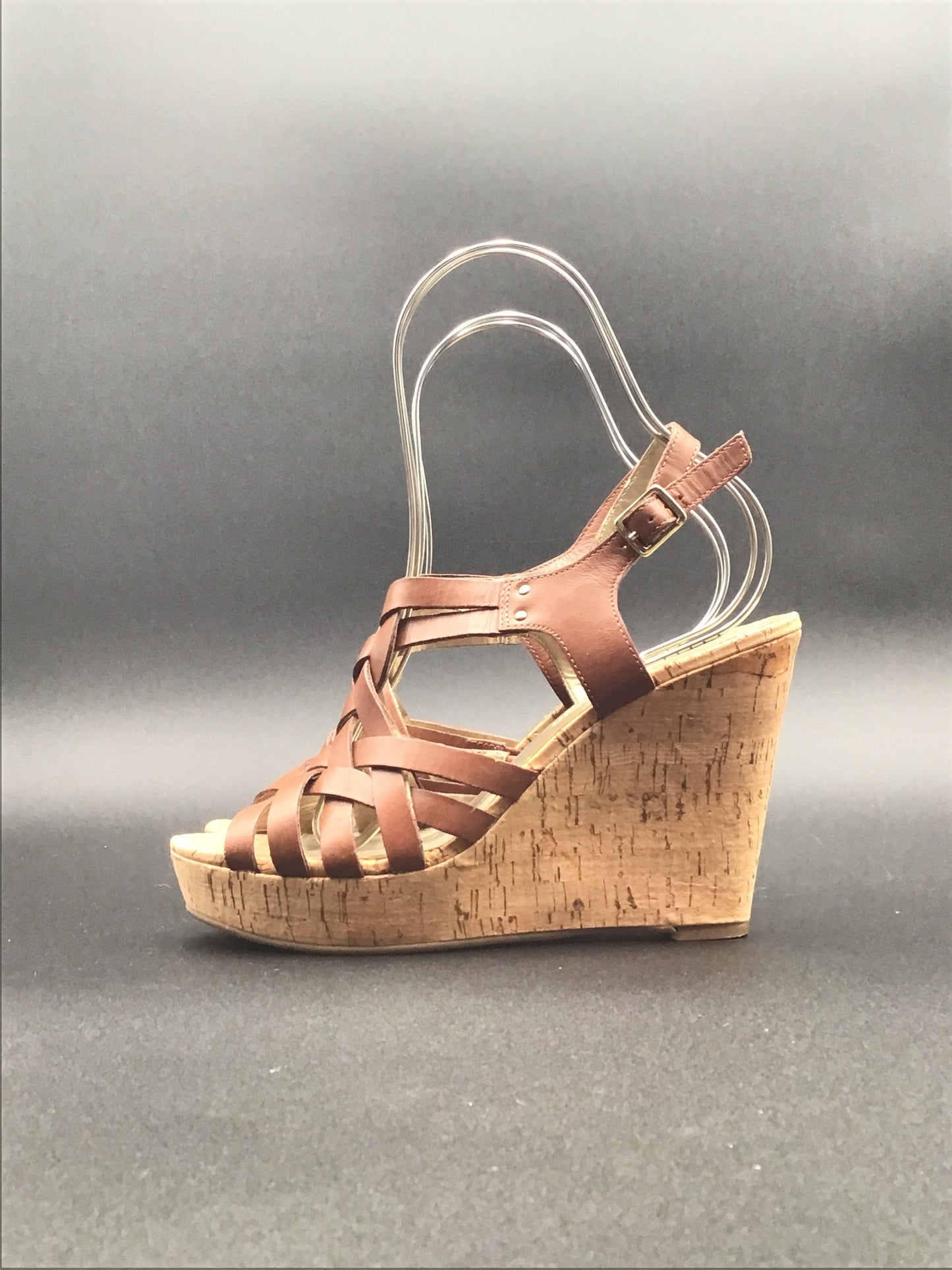 Brown Sandals Heels Wedge Guess, Size 7