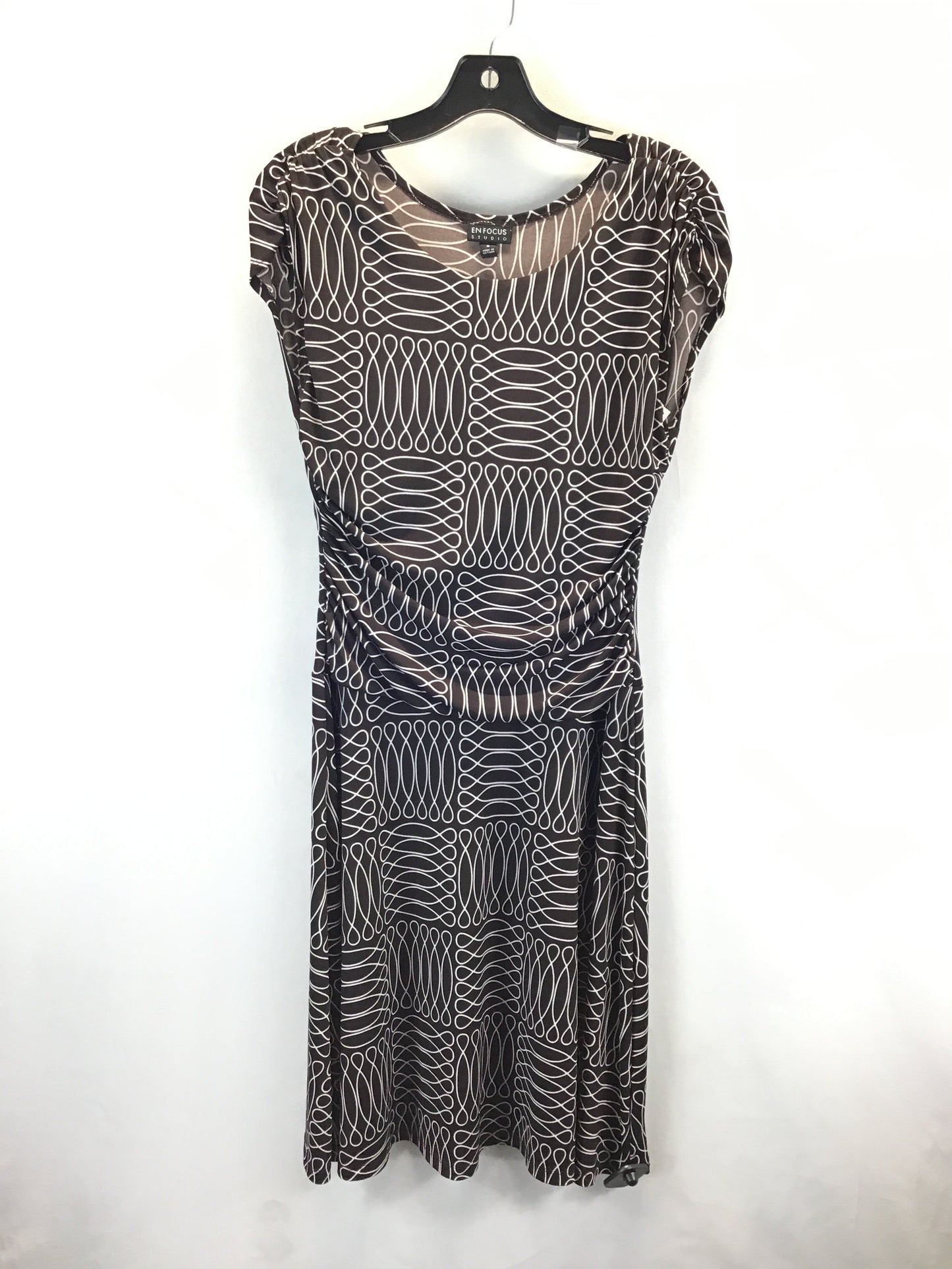 Dress Casual Midi By Enfocus In Brown & White, Size: M