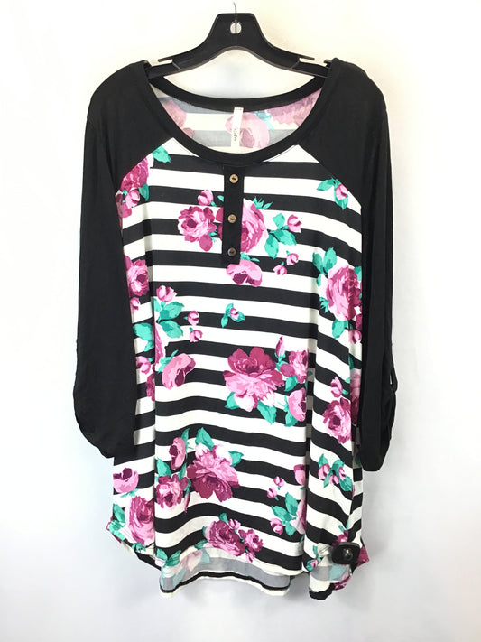 Top 3/4 Sleeve By Celeste In Floral Print, Size: 3x