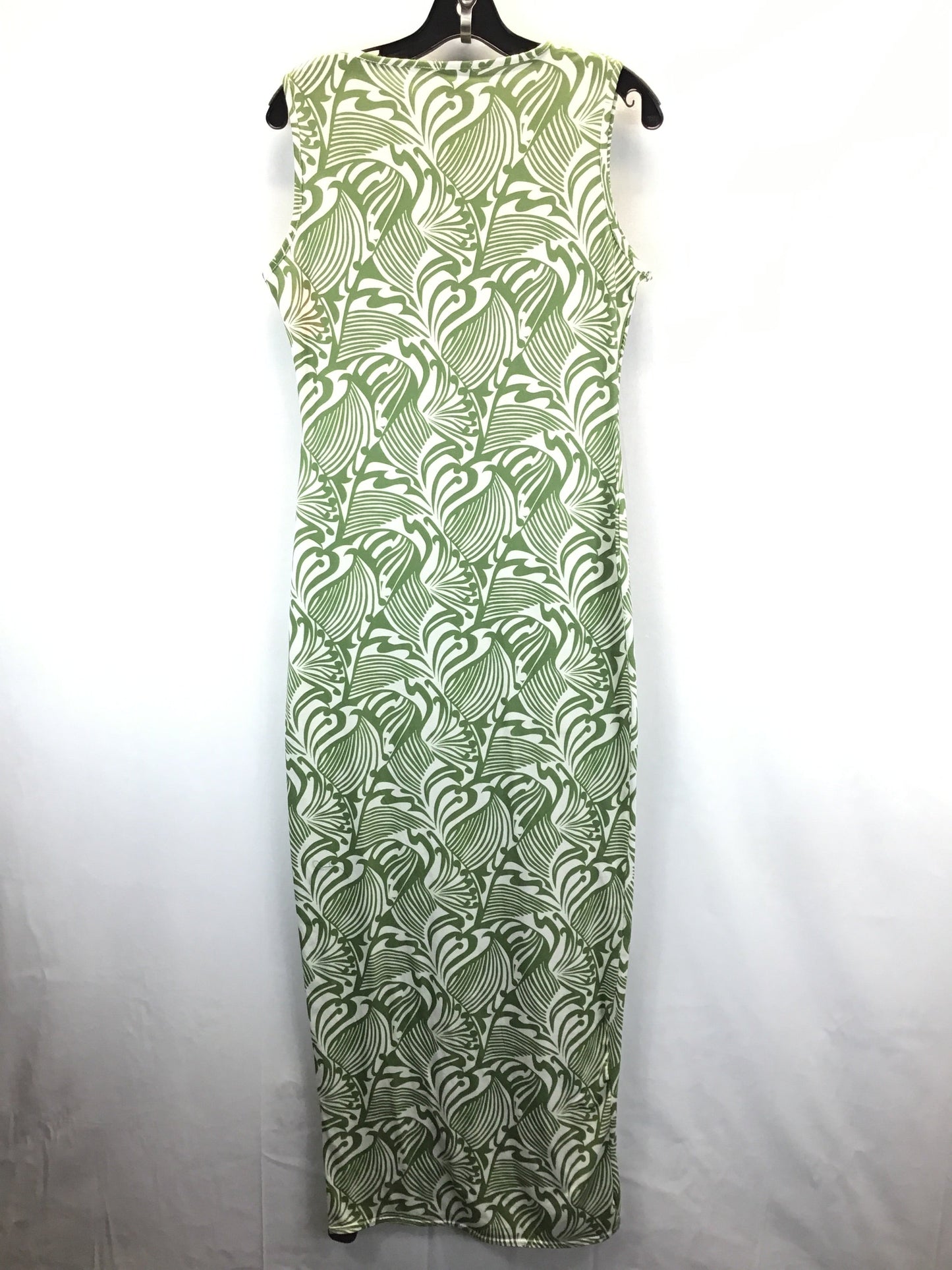 Green & White Dress Casual Maxi Boohoo Boutique, Size M