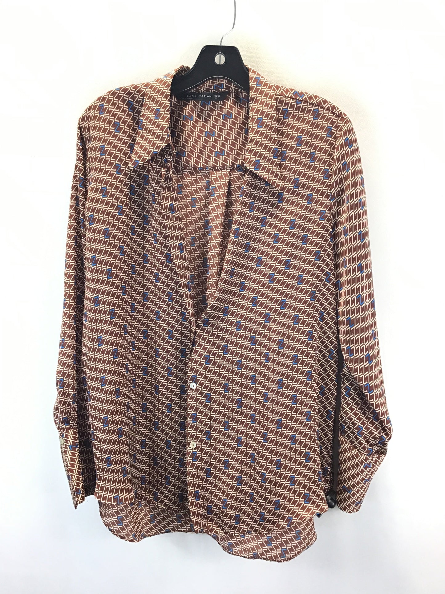 Top Long Sleeve By Zara Women In Brown & Cream, Size: 2x