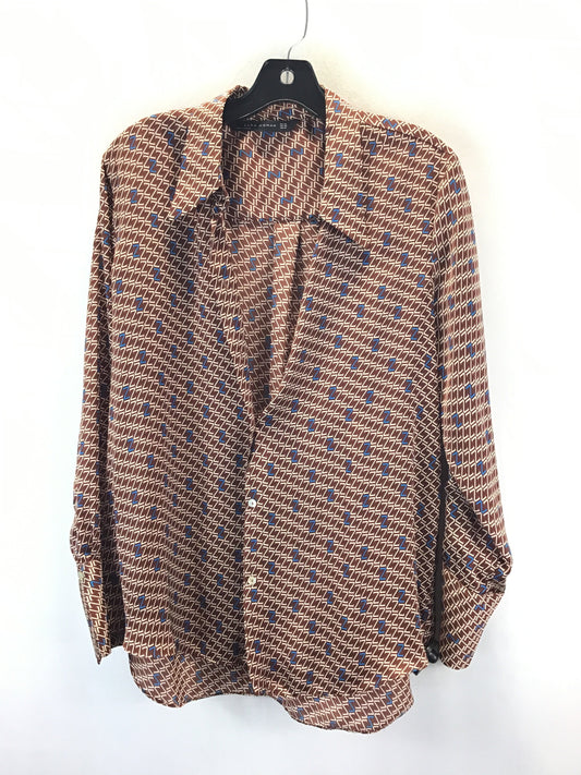 Top Long Sleeve By Zara Women In Brown & Cream, Size: 2x