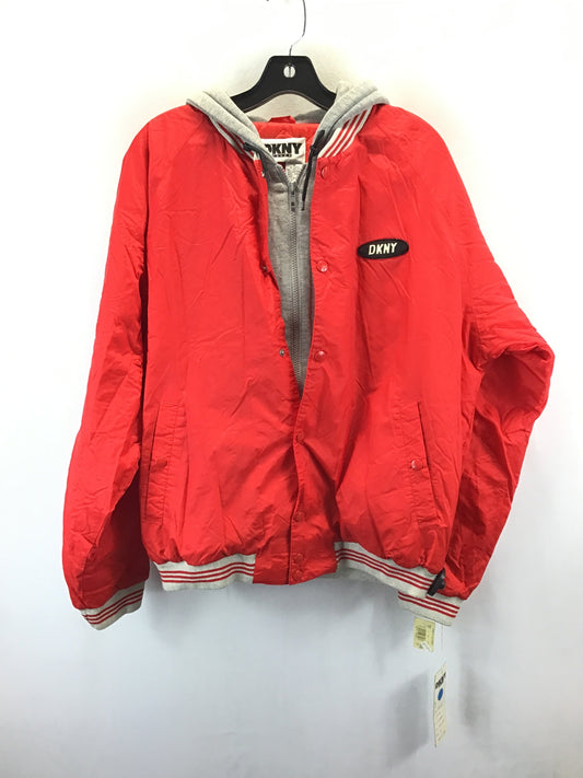 Coat Other By Dkny In Grey & Red, Size: M