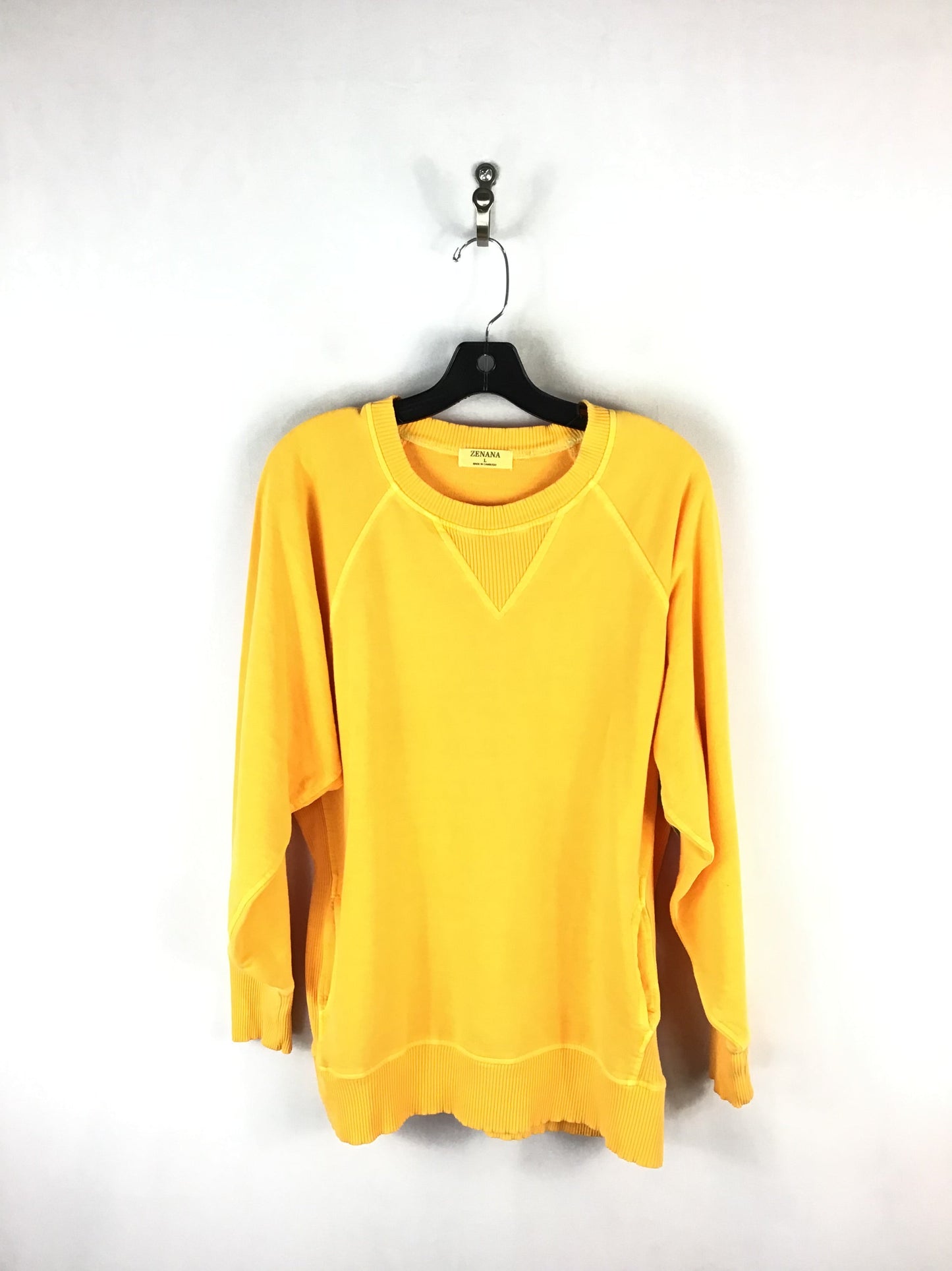 Sweatshirt Crewneck By Zenana Outfitters In Yellow, Size: L