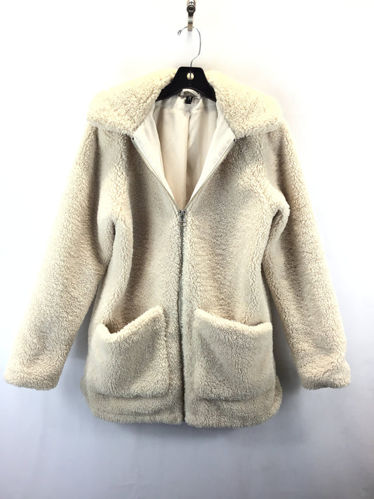 Coat Faux Fur & Sherpa By H&m In Cream, Size: Xs