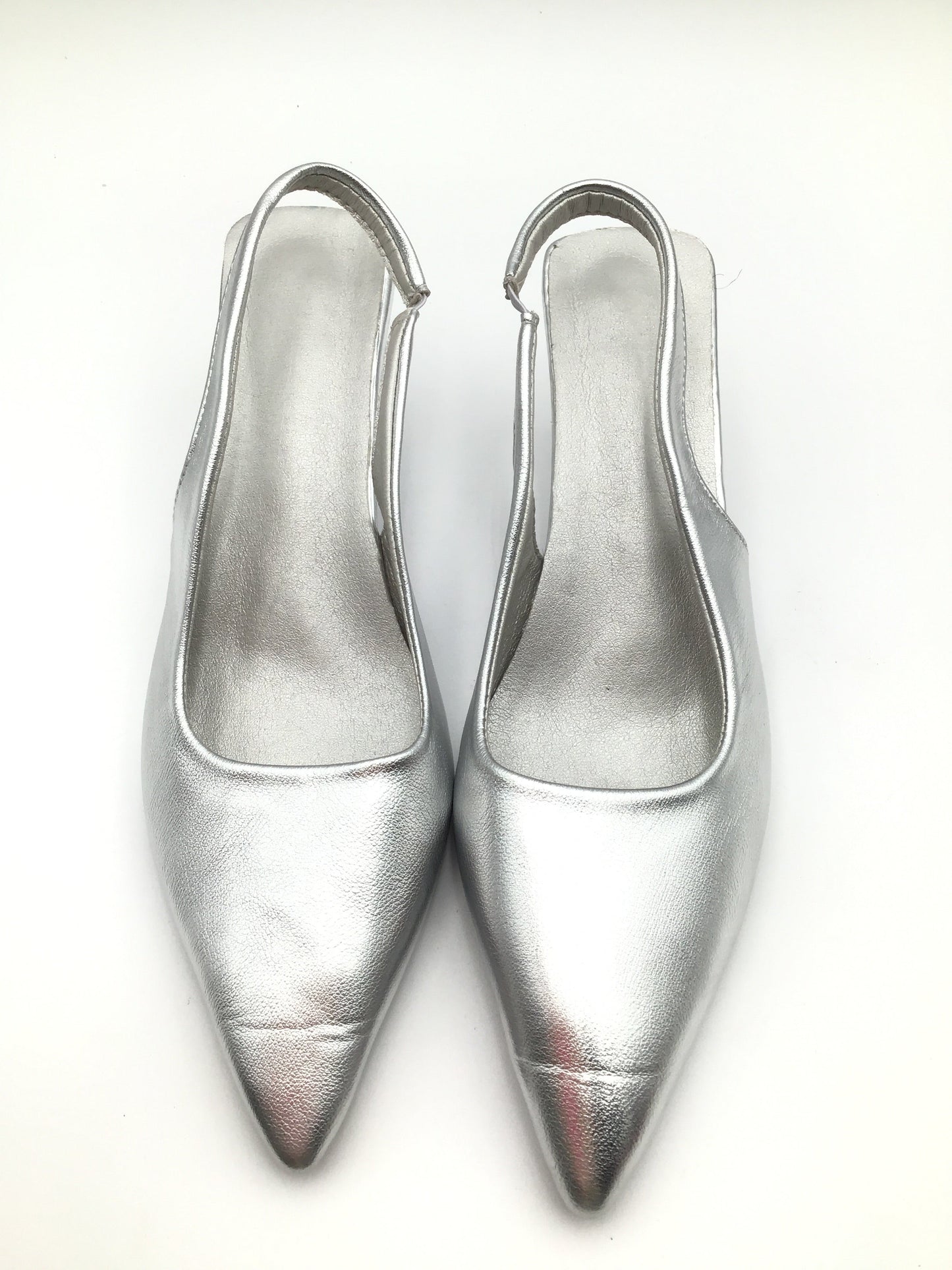 Shoes Heels Kitten By Nine West In Silver, Size: 8