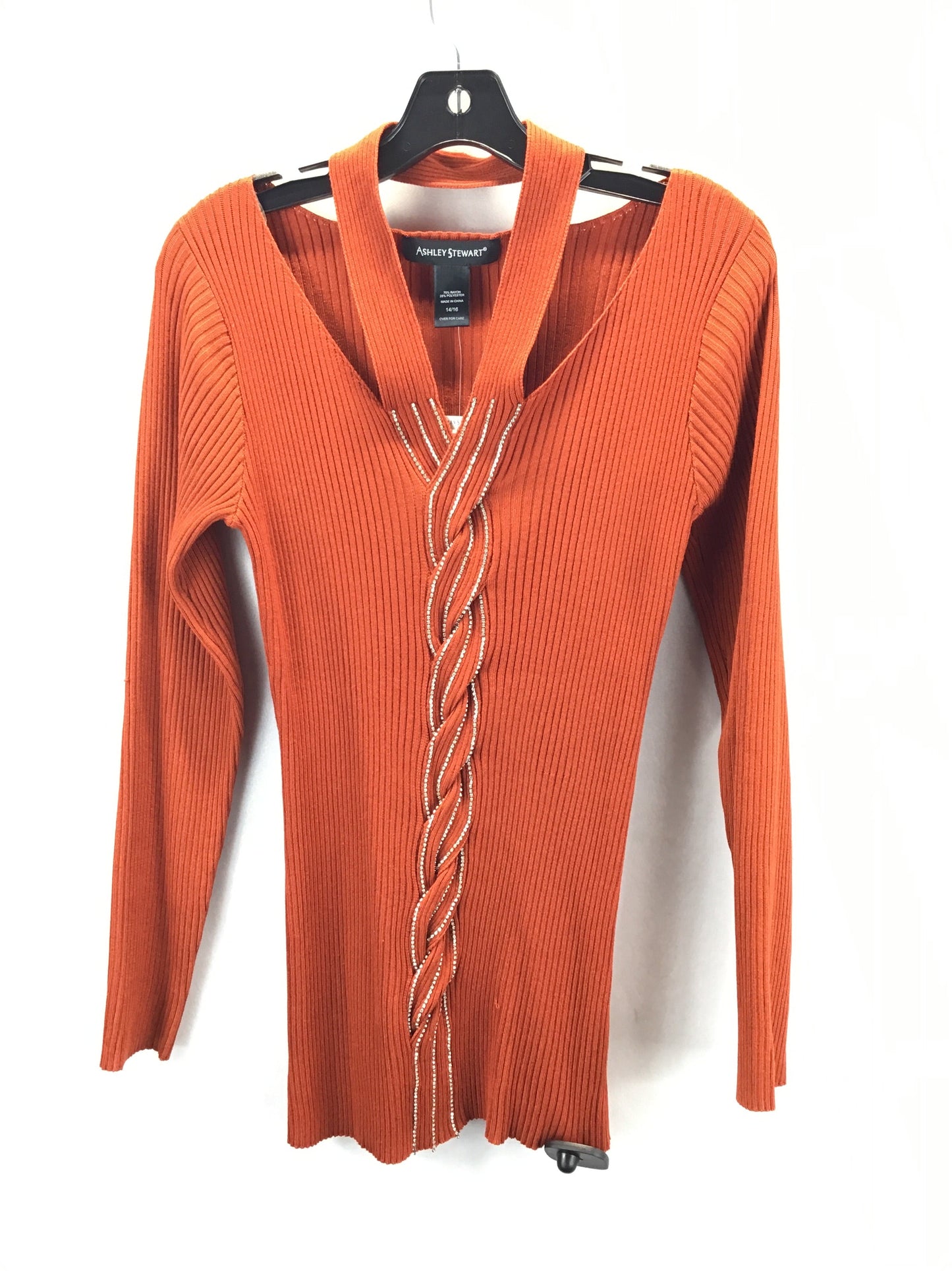 Sweater By Ashley Stewart In Orange, Size: 14