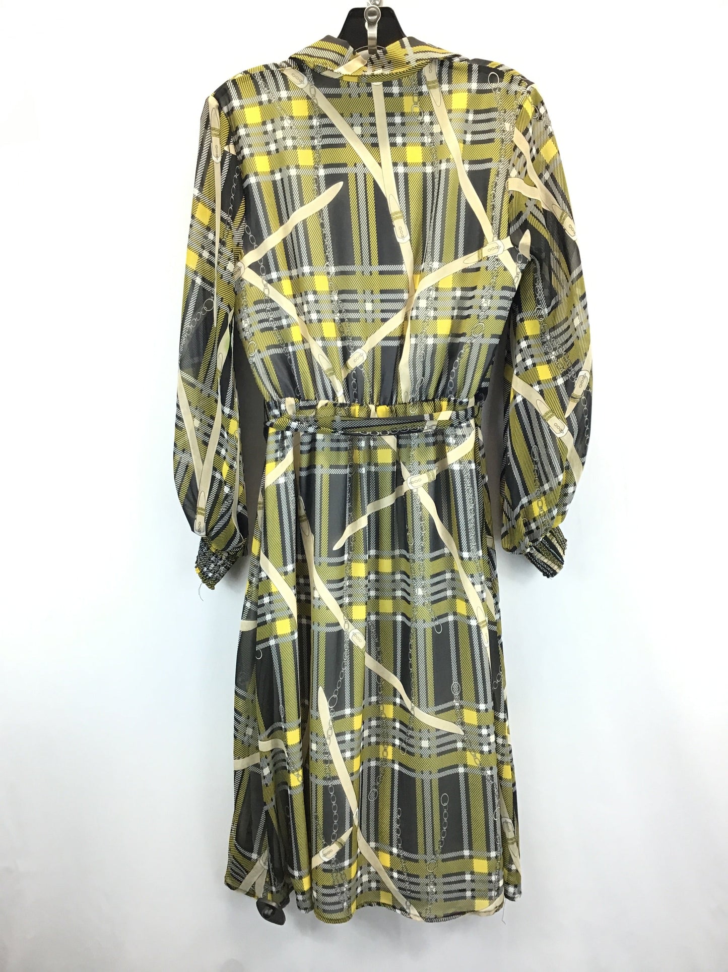 Black & Yellow Dress Casual Midi New York And Co, Size Xs
