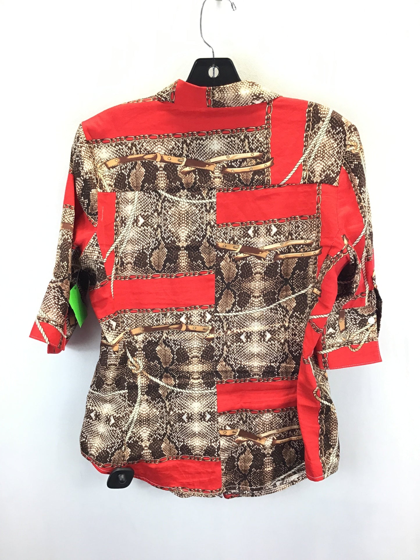 Top Short Sleeve By New York And Co In Brown & Red, Size: S