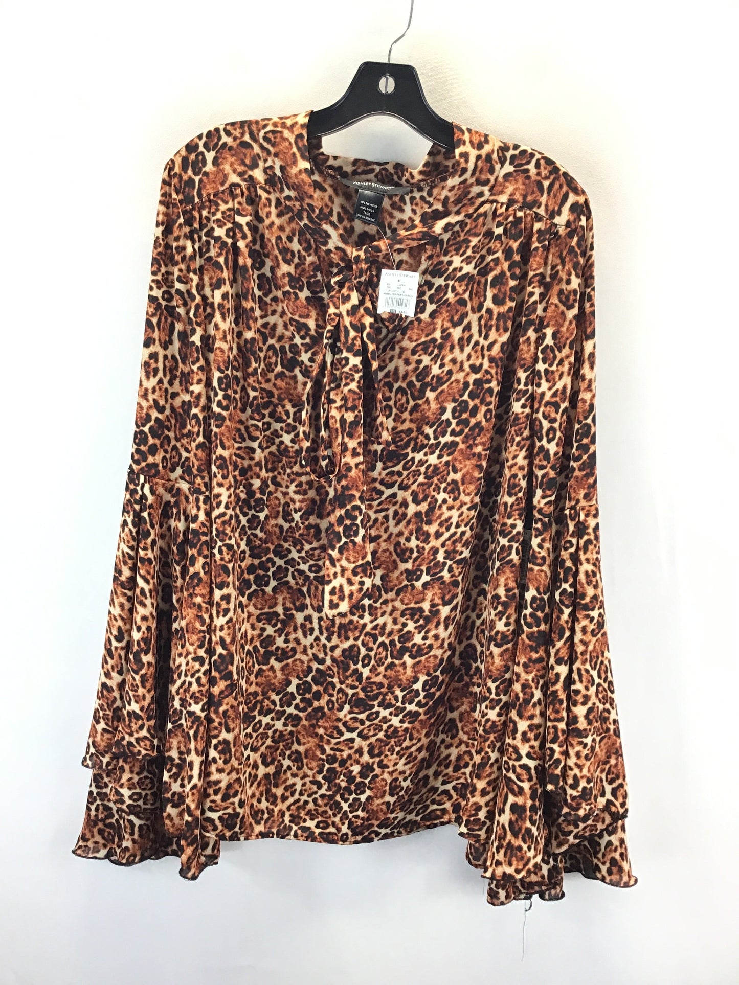 Top Long Sleeve By Ashley Stewart In Animal Print, Size: 14