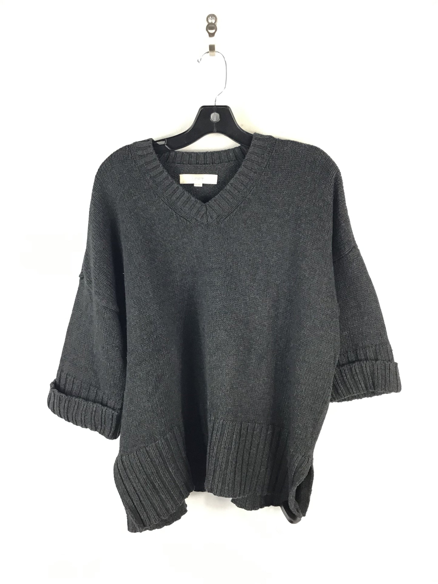 Sweater Short Sleeve By Loft In Grey, Size: M