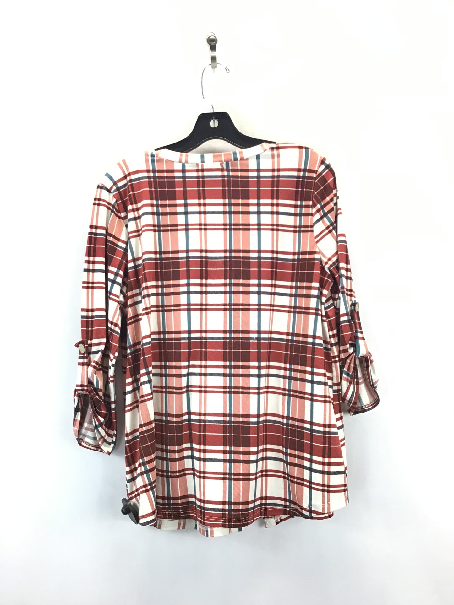 Top 2pc 3/4 Sleeve By Entro In Plaid Pattern, Size: L