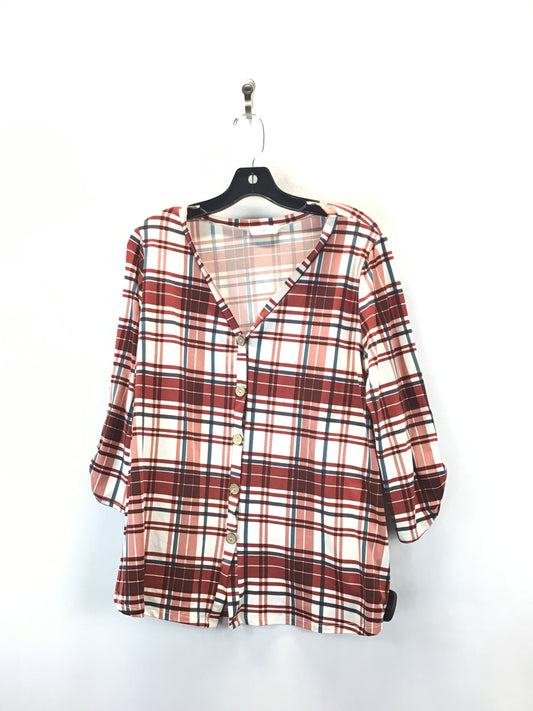 Top 2pc 3/4 Sleeve By Entro In Plaid Pattern, Size: L