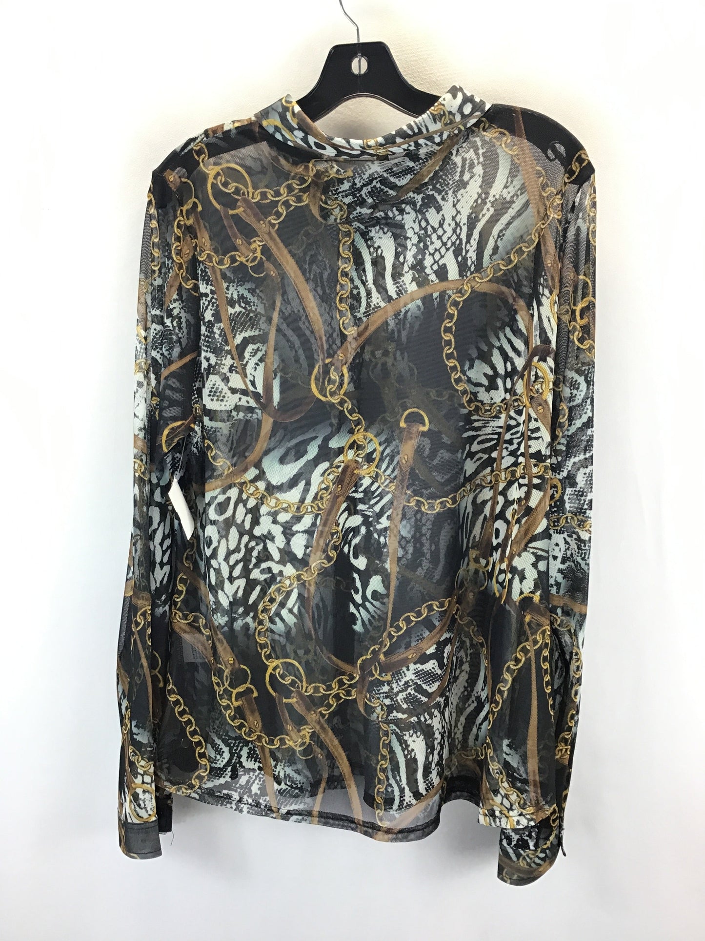 Top Long Sleeve By Clothes Mentor In Black & Gold, Size: 2x