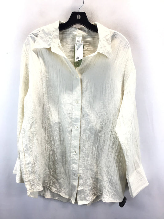 Blouse Long Sleeve By H&m In Cream, Size: L