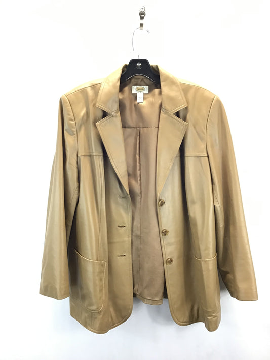 Jacket Leather By Talbots In Tan, Size: 16