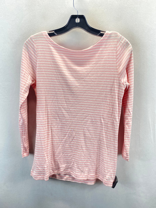 Top Long Sleeve By Vineyard Vines In Pink & White, Size: M