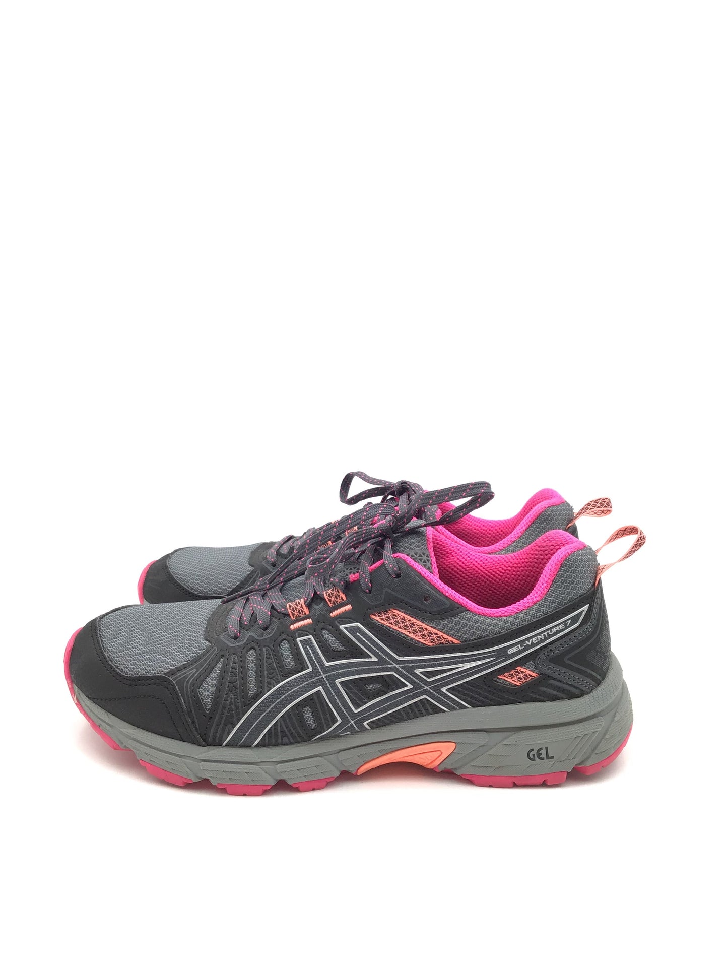 Shoes Athletic By Asics In Grey & Pink, Size: 8